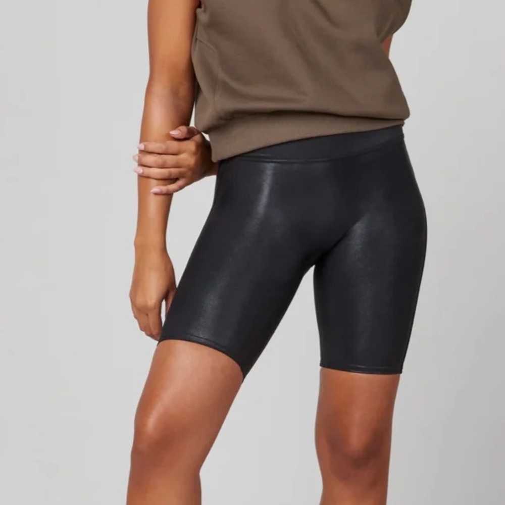 NWOT Spanx Faux Leather Biker Shorts